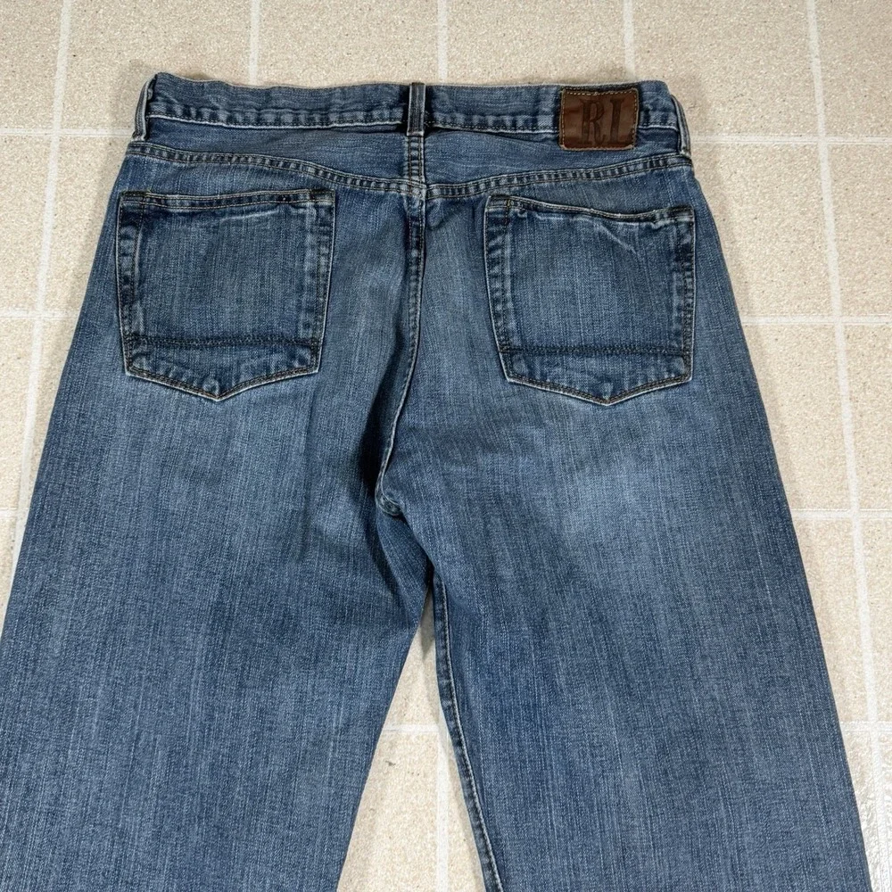 Vtg Y2K Polo Ralph Lauren THOMPSON Relaxed Fit Blue Denim Jeans 34x34 Wide Leg
